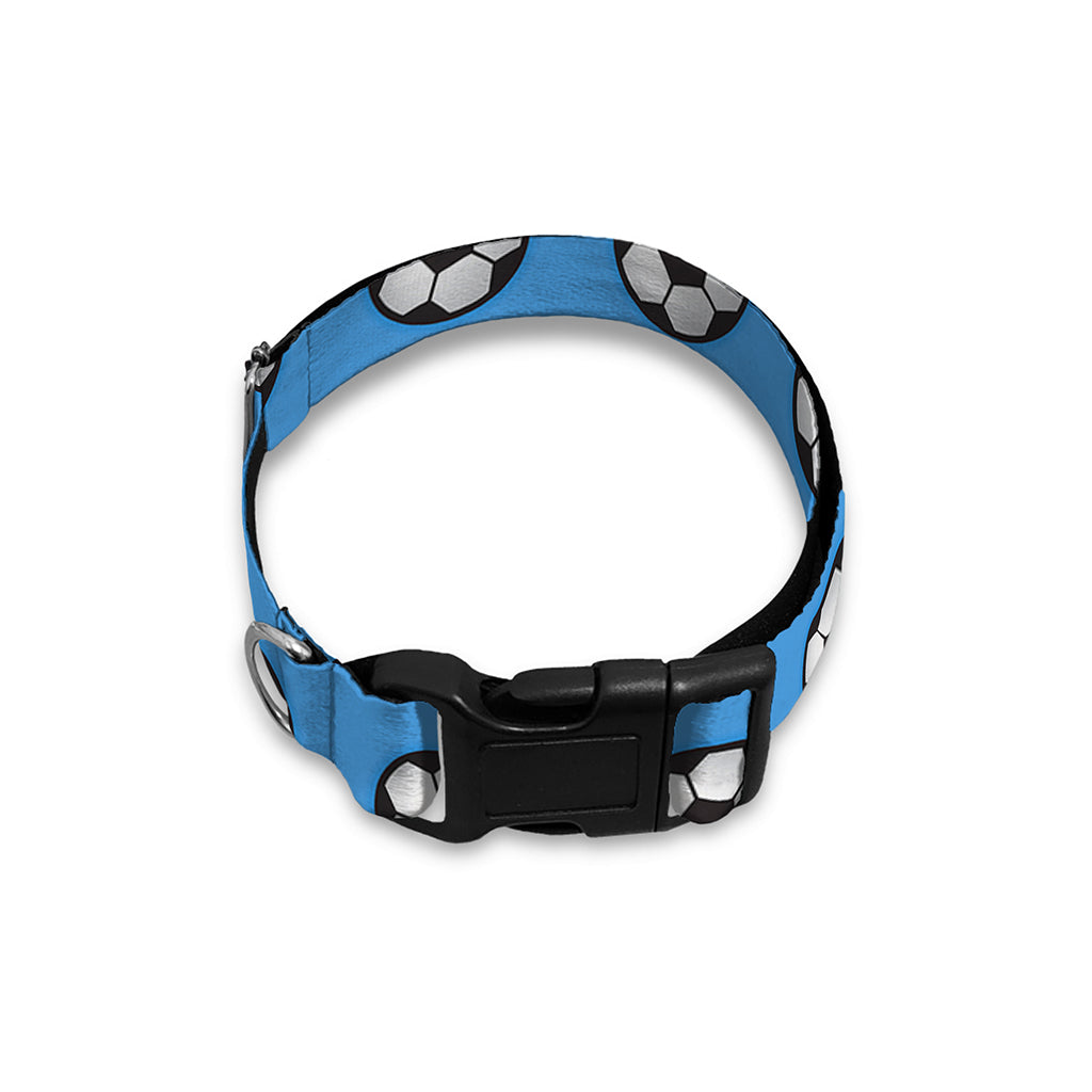 Blue Soccer Ball Pattern Print Dog Collar