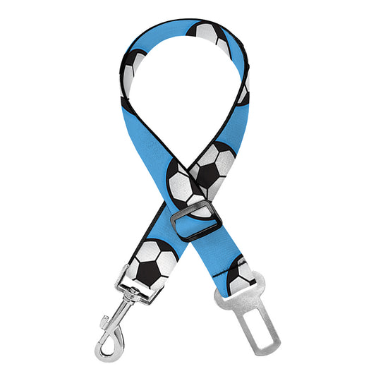 Blue Soccer Ball Pattern Print Dog Seat Belt