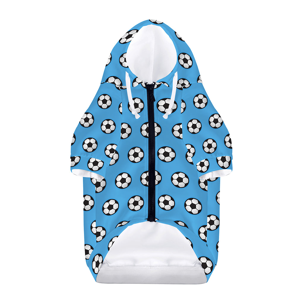 Blue Soccer Ball Pattern Print Dog Zip Up Hoodie