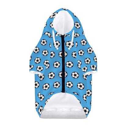 Blue Soccer Ball Pattern Print Dog Zip Up Hoodie