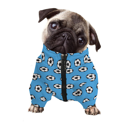 Blue Soccer Ball Pattern Print Dog Zip Up Jacket