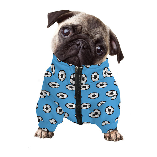 Blue Soccer Ball Pattern Print Dog Zip Up Jacket