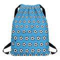 Blue Soccer Ball Pattern Print Drawstring Backpack