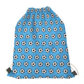 Blue Soccer Ball Pattern Print Drawstring Bag