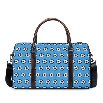 Blue Soccer Ball Pattern Print Duffle Bag