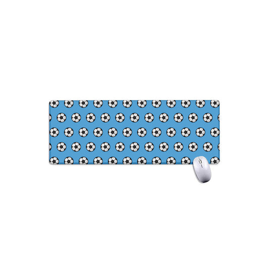 Blue Soccer Ball Pattern Print Extended Mouse Pad