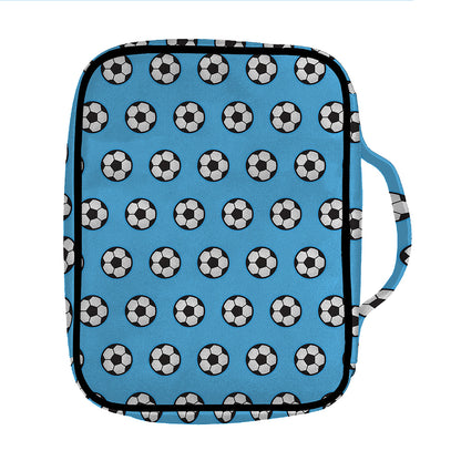 Blue Soccer Ball Pattern Print Front Pocket Bible Bag