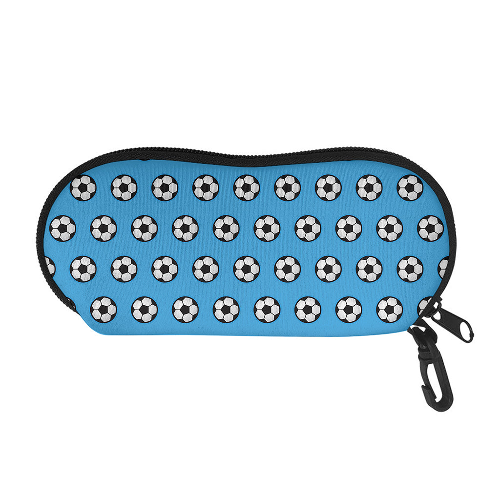 Blue Soccer Ball Pattern Print Glasses Case
