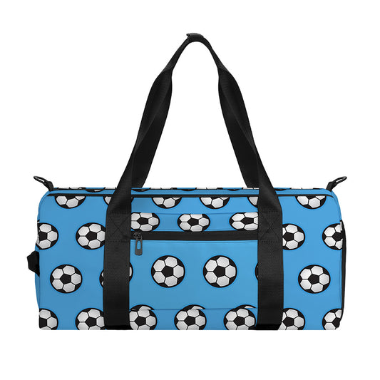 Blue Soccer Ball Pattern Print Gym Bag