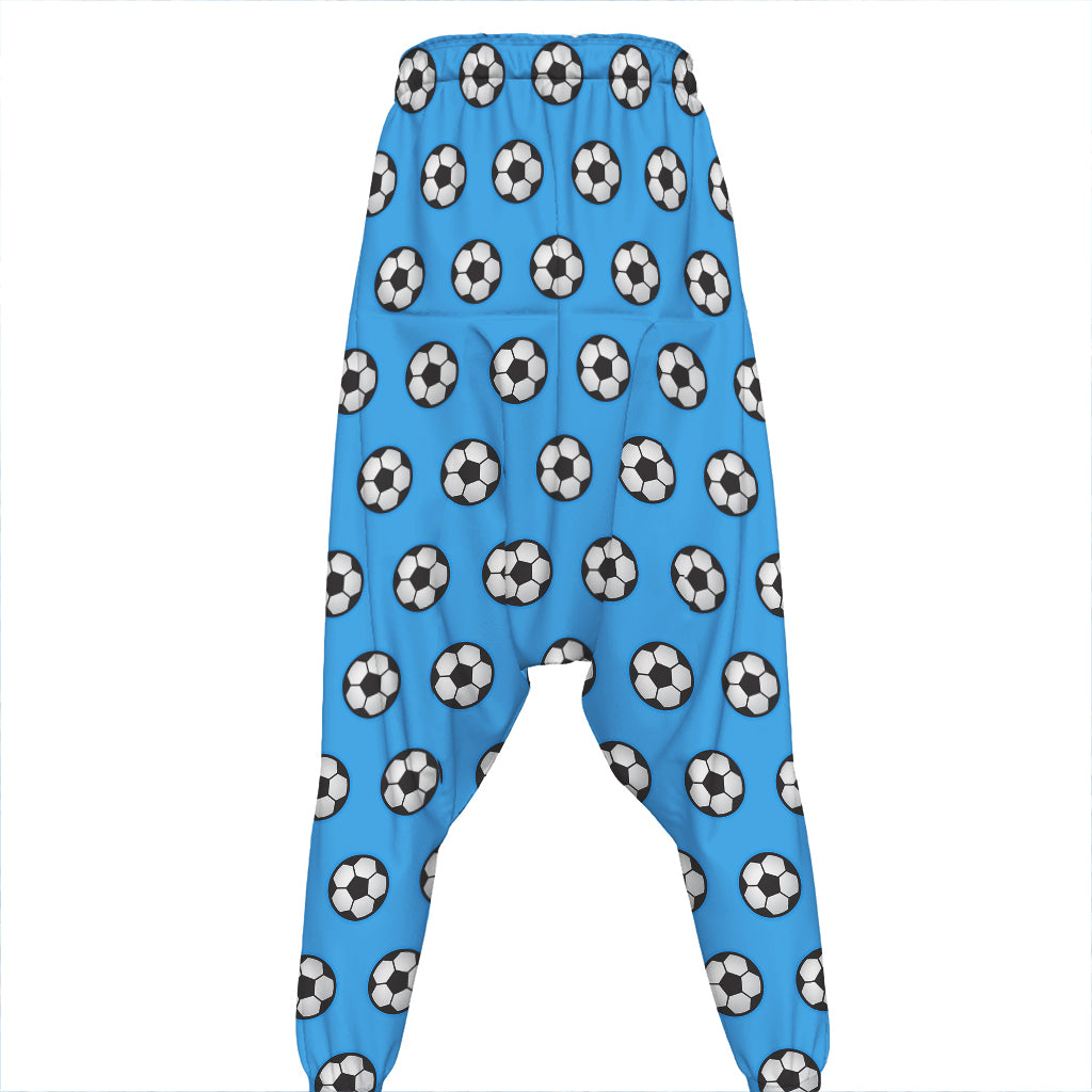 Blue Soccer Ball Pattern Print Hammer Pants