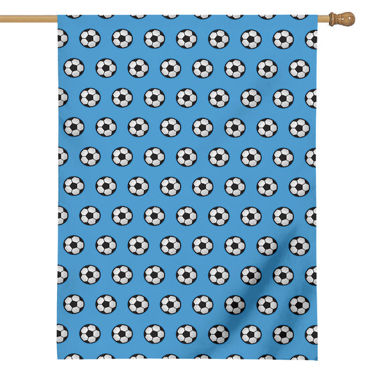 Blue Soccer Ball Pattern Print House Flag
