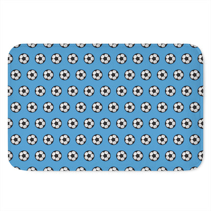 Blue Soccer Ball Pattern Print Indoor Door Mat