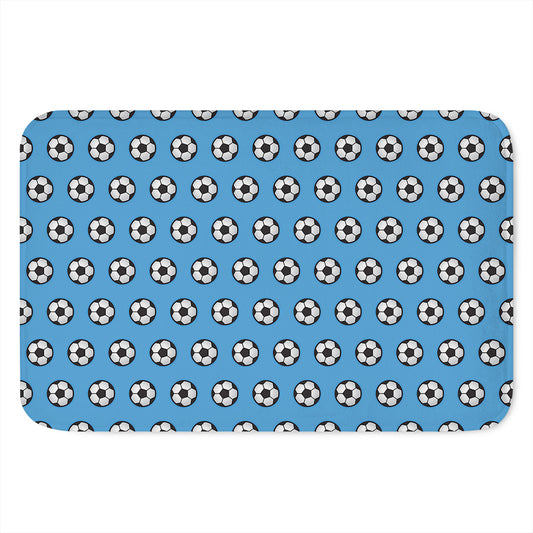 Blue Soccer Ball Pattern Print Indoor Door Mat