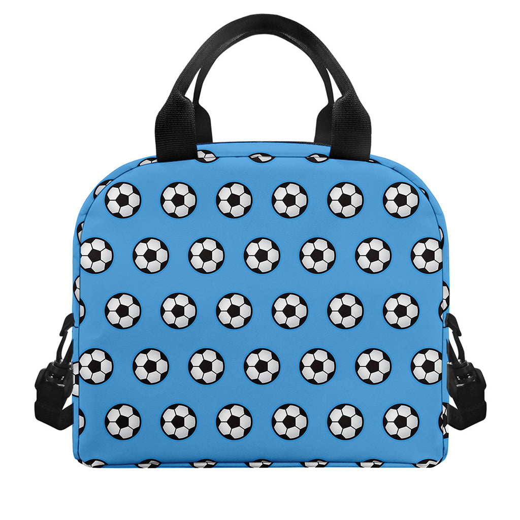 Blue Soccer Ball Pattern Print Insulated Lunch Bag