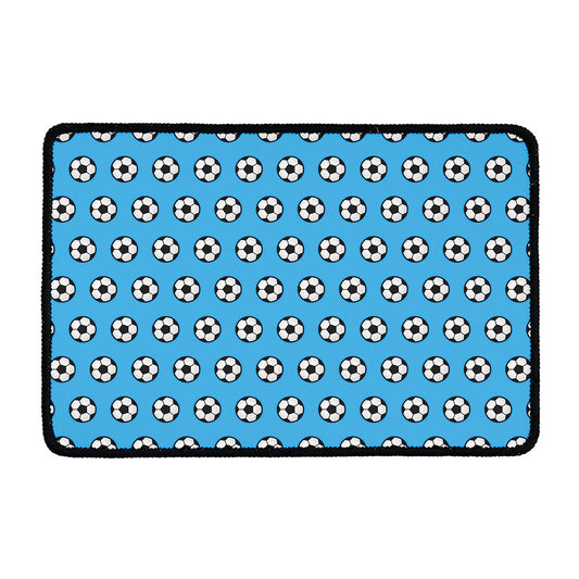 Blue Soccer Ball Pattern Print Kitchen Mat