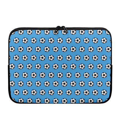 Blue Soccer Ball Pattern Print Laptop Sleeve