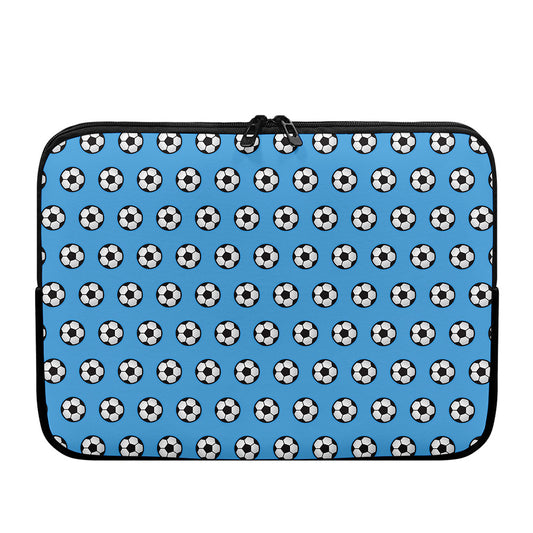 Blue Soccer Ball Pattern Print Laptop Sleeve