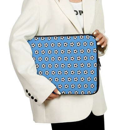 Blue Soccer Ball Pattern Print Laptop Sleeve