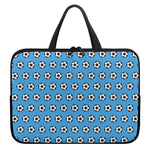 Blue Soccer Ball Pattern Print Laptop Sleeve With Handle