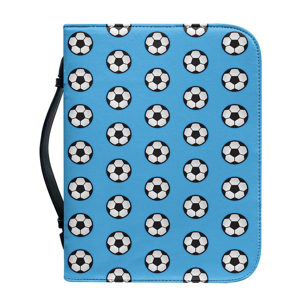 Blue Soccer Ball Pattern Print Leather Bible Cover