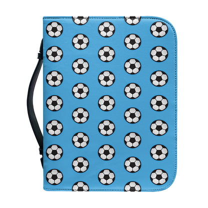 Blue Soccer Ball Pattern Print Leather Bible Cover