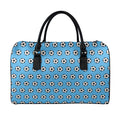 Blue Soccer Ball Pattern Print Leather Duffel Bag