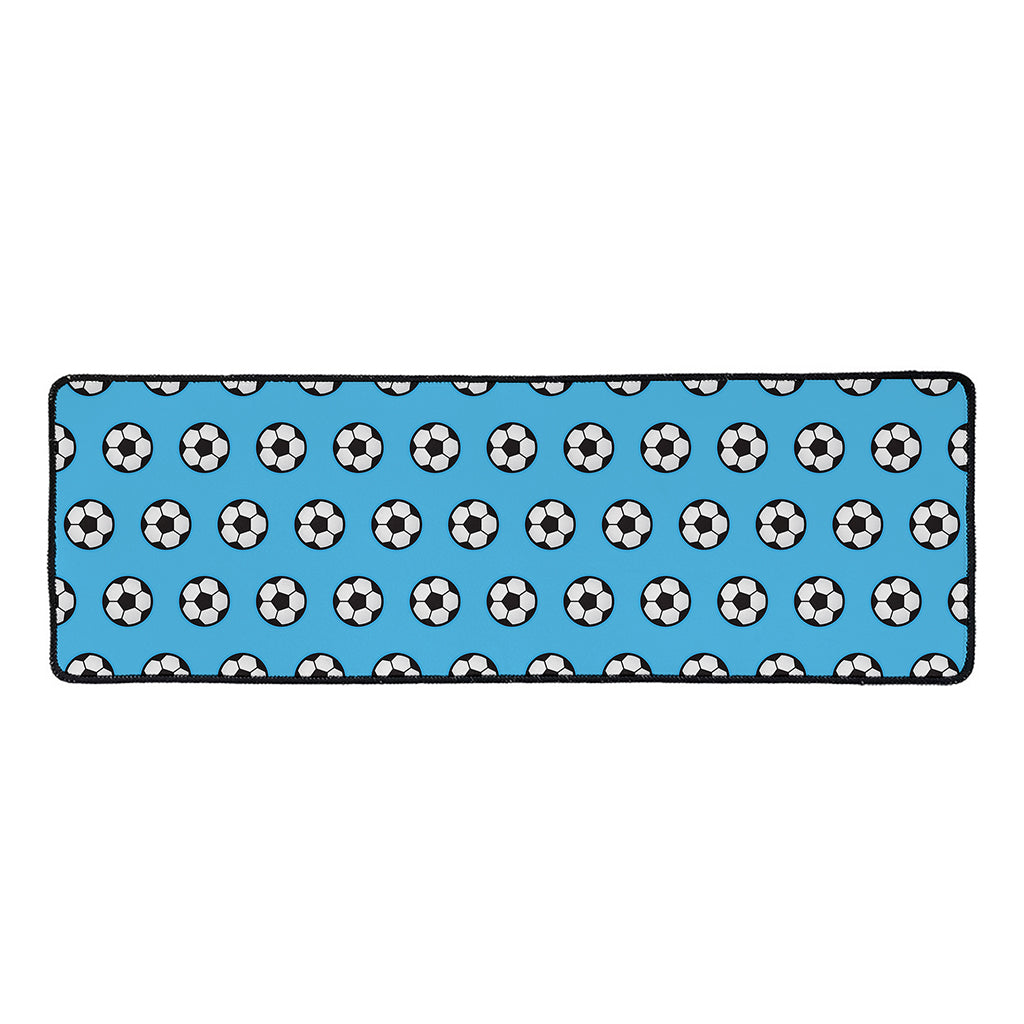 Blue Soccer Ball Pattern Print Long Kitchen Mat