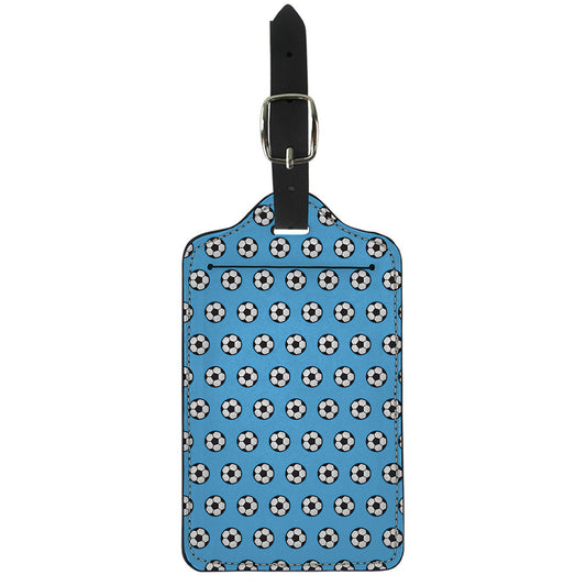 Blue Soccer Ball Pattern Print Luggage Tag