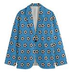 Blue Soccer Ball Pattern Print Men's Blazer