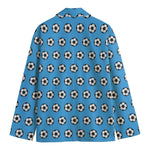 Blue Soccer Ball Pattern Print Men's Blazer