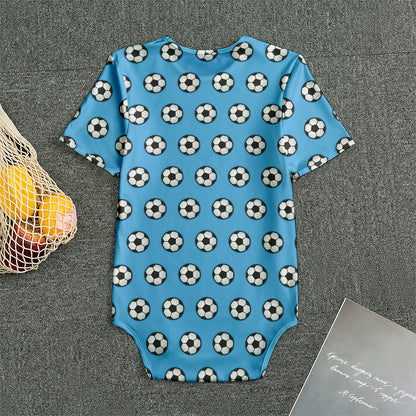 Blue Soccer Ball Pattern Print Men's Bodysuit