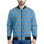 Blue Soccer Ball Pattern Print Men's Bomber Jacket