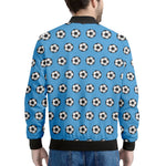 Blue Soccer Ball Pattern Print Men's Bomber Jacket