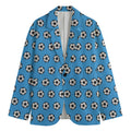 Blue Soccer Ball Pattern Print Men's Cotton Blazer