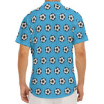 Blue Soccer Ball Pattern Print Men's Deep V-Neck Shirt