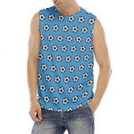 Blue Soccer Ball Pattern Print Men's Fitness Tank Top