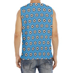 Blue Soccer Ball Pattern Print Men's Fitness Tank Top