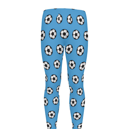 Blue Soccer Ball Pattern Print Men's leggings