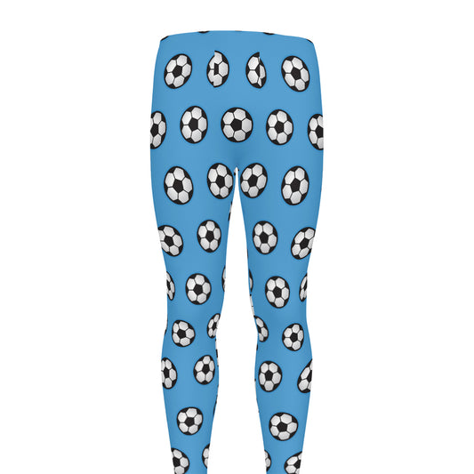 Blue Soccer Ball Pattern Print Men's leggings