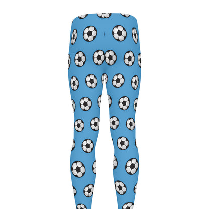 Blue Soccer Ball Pattern Print Men's leggings