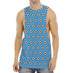 Blue Soccer Ball Pattern Print Men's Muscle Tank Top