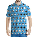 Blue Soccer Ball Pattern Print Men's Polo Shirt