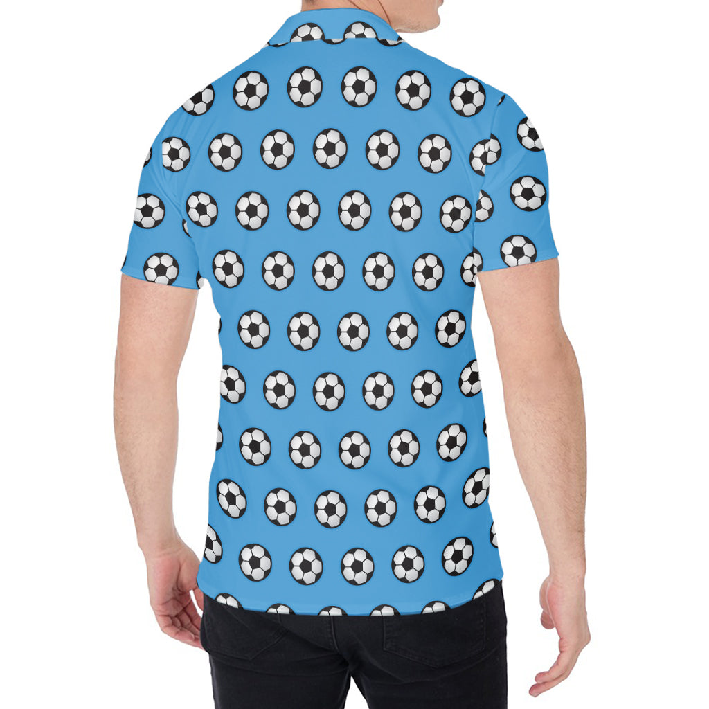 Blue Soccer Ball Pattern Print Men's Shirt