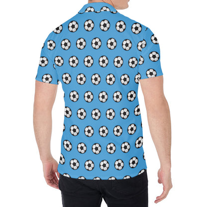 Blue Soccer Ball Pattern Print Men's Shirt