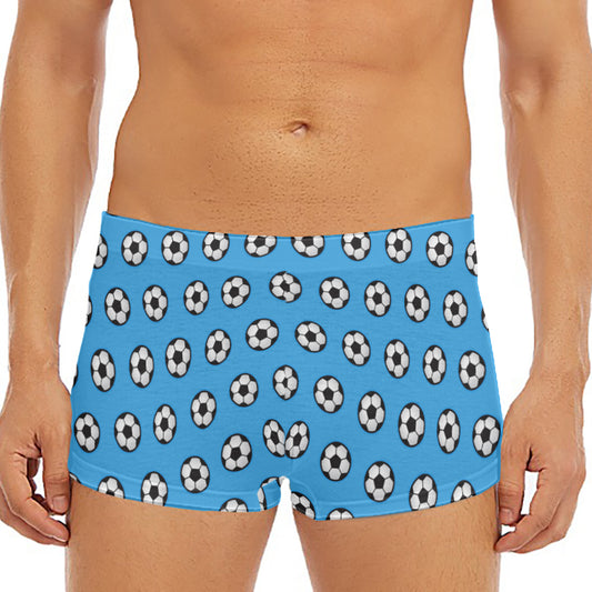 Blue Soccer Ball Pattern Print Men's Short Boxer Briefs