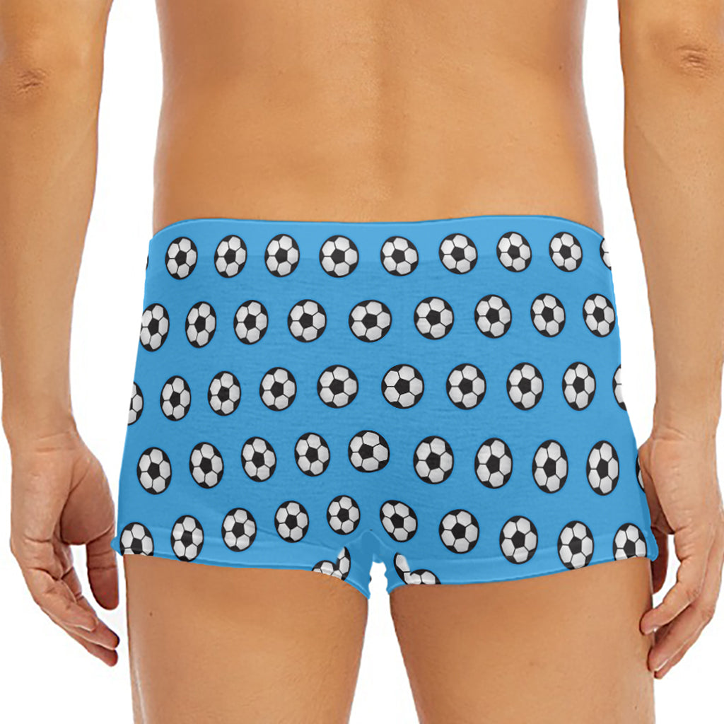 Blue Soccer Ball Pattern Print Men's Short Boxer Briefs