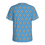 Blue Soccer Ball Pattern Print Men's Sports T-Shirt