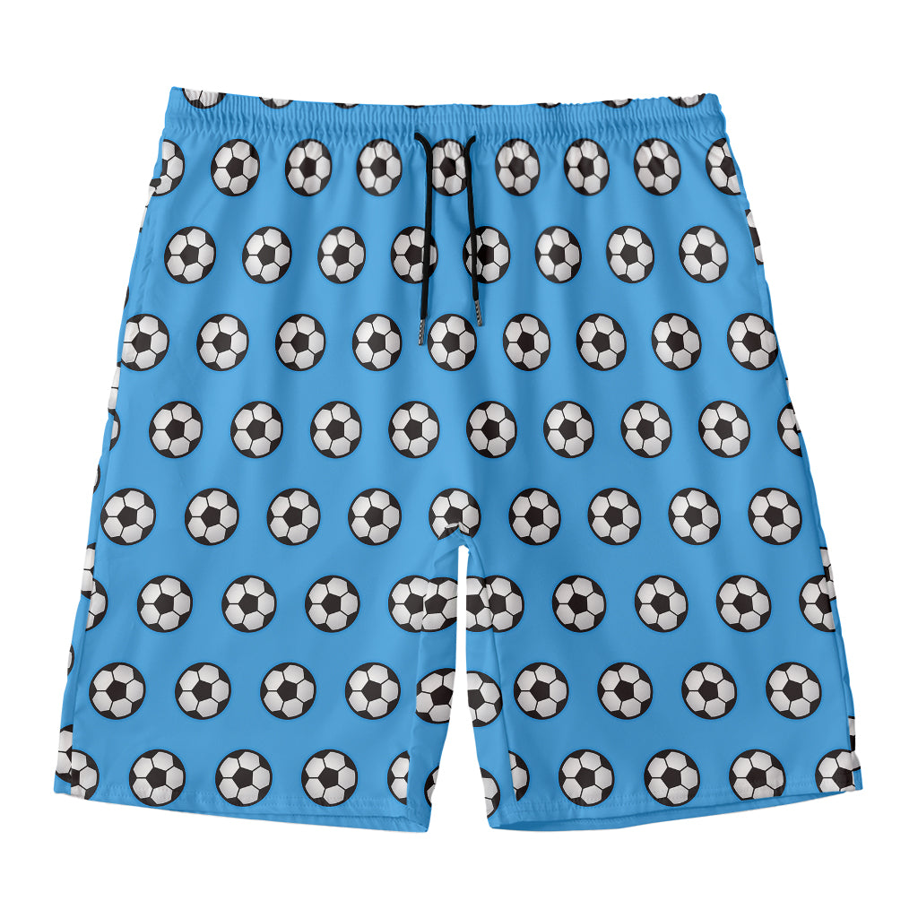 Blue Soccer Ball Pattern Print Men's Swim Trunks