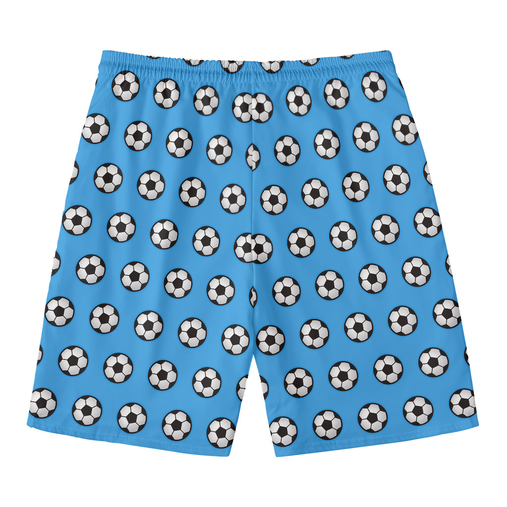 Blue Soccer Ball Pattern Print Men's Swim Trunks