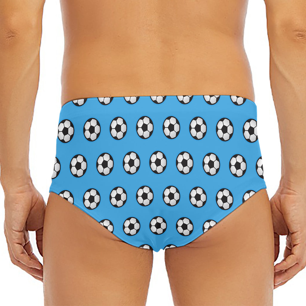 Blue Soccer Ball Pattern Print Men's Triangle Swim Briefs